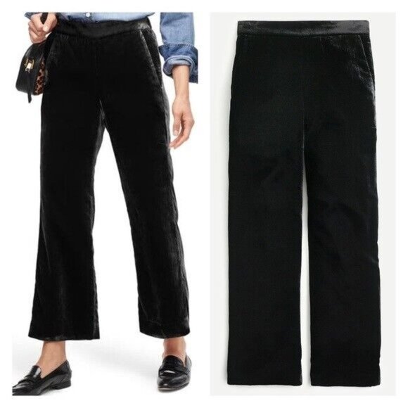 J.CREW Pants - J Crew Pull-On Peyton Pants Black Velvet $118 Crop Dress Trousers Women's 6